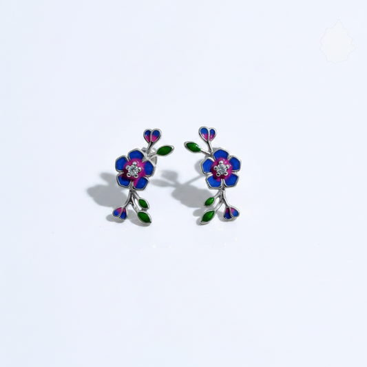 FLORAL DESIGNER STUDS SILVER