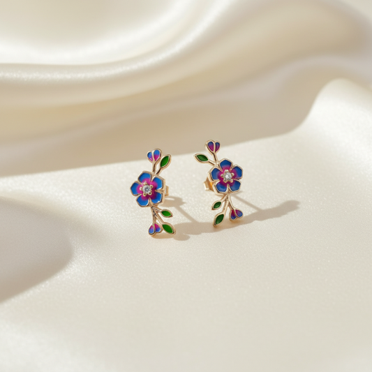 FLORAL DESIGNER STUDS ROSEGOLD