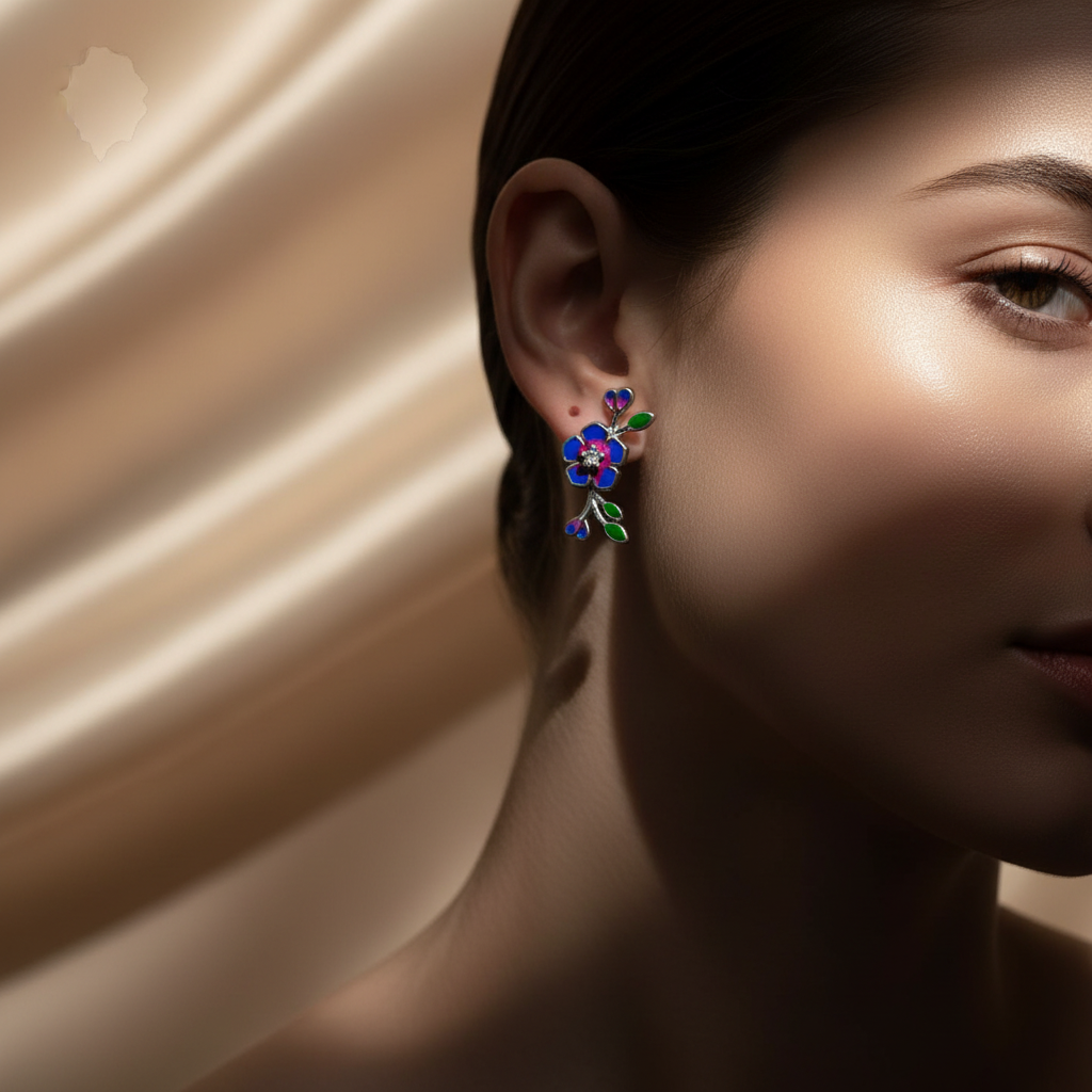 FLORAL DESIGNER STUDS SILVER