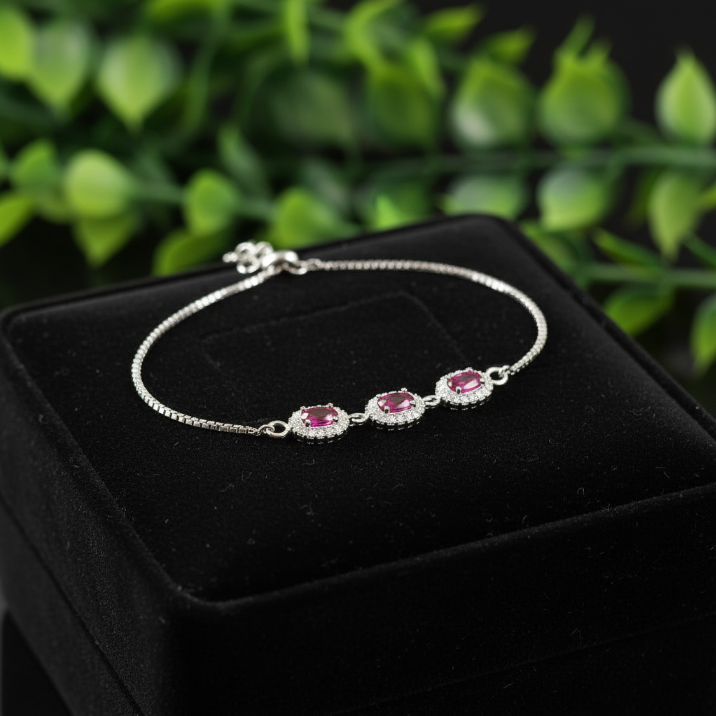 MANIKA PINK CZ CHAIN BRACELET