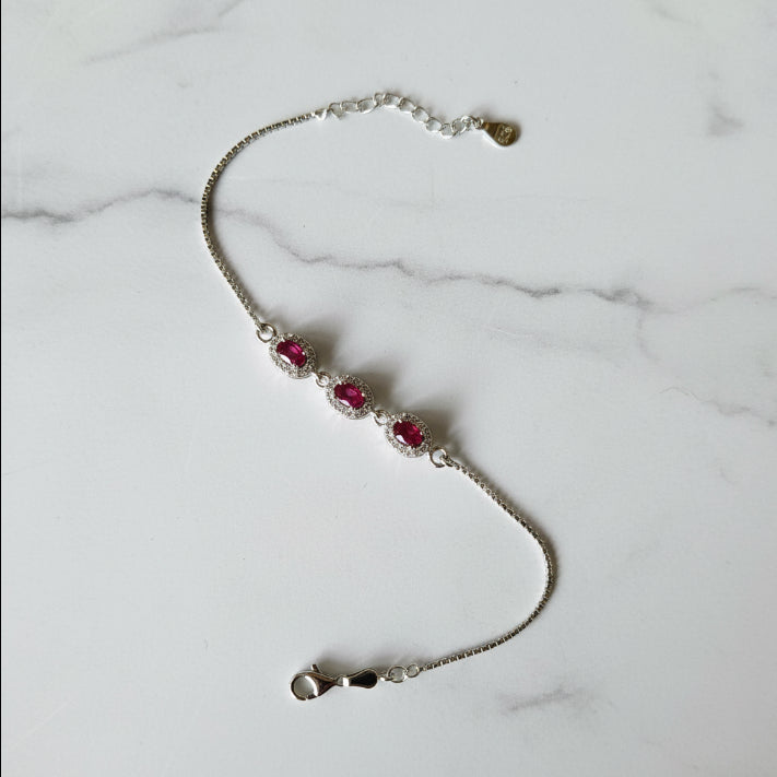 MANIKA PINK CZ CHAIN BRACELET