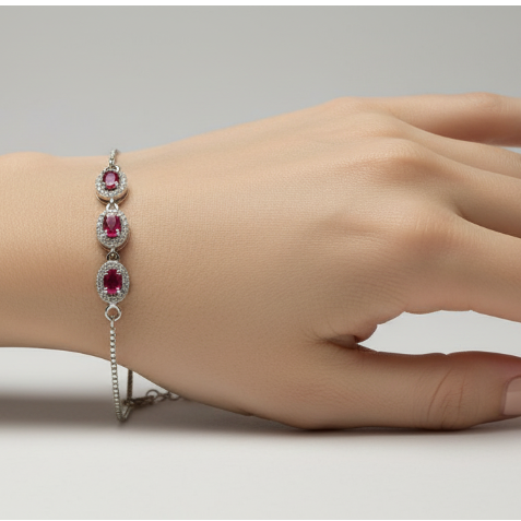 MANIKA PINK CZ CHAIN BRACELET