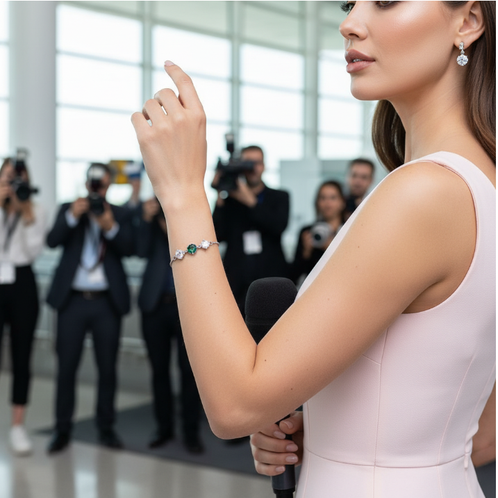 TRIVERRA  GREEN- CZ CHAIN BRACELET