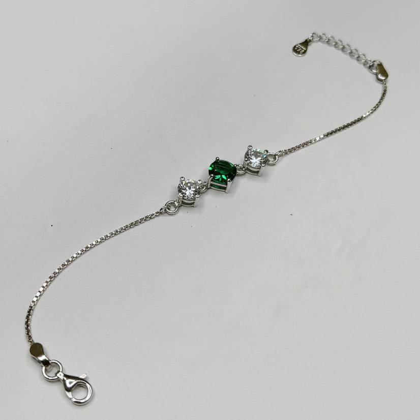 TRIVERRA  GREEN- CZ CHAIN BRACELET