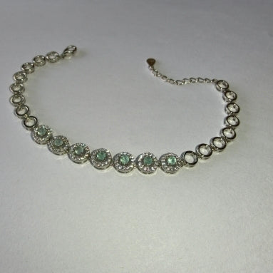 MINTARA GREEN COLOR-CZ CHAIN BRACELET