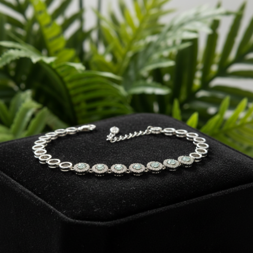 MINTARA GREEN COLOR-CZ CHAIN BRACELET