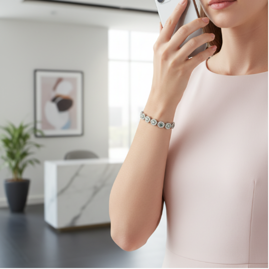 MINTARA GREEN COLOR-CZ CHAIN BRACELET