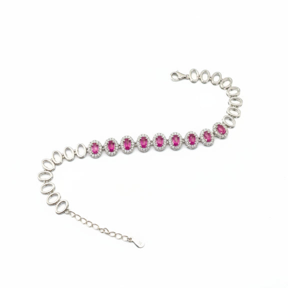 ROSERUBY COLOR-CZ CHAIN BRACELET