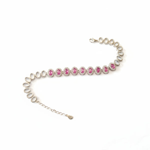 ROSERUBY COLOR-CZ CHAIN BRACELET