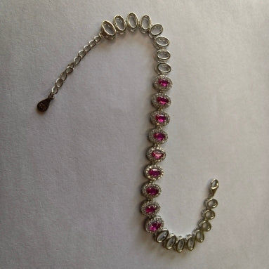 ROSERUBY COLOR-CZ CHAIN BRACELET