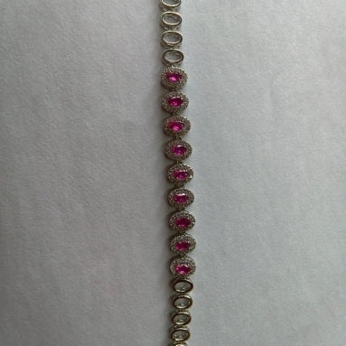 ROSERUBY COLOR-CZ CHAIN BRACELET