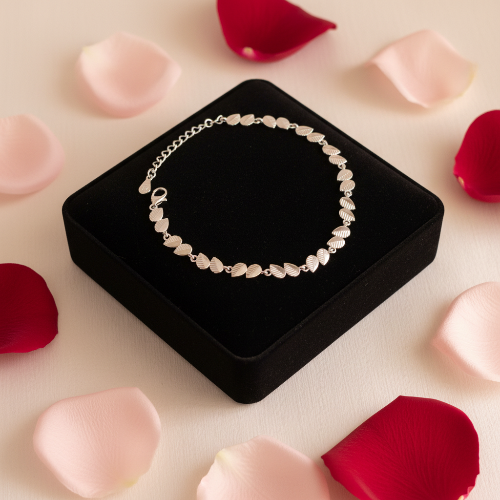 SILVER LEAF-KNOT PLAIN BRACELET