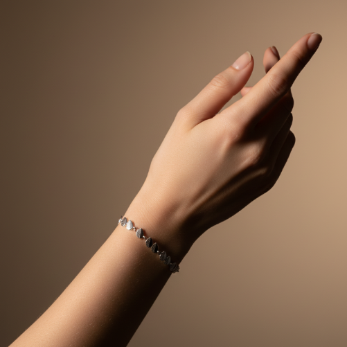 SILVER LEAF-KNOT PLAIN BRACELET