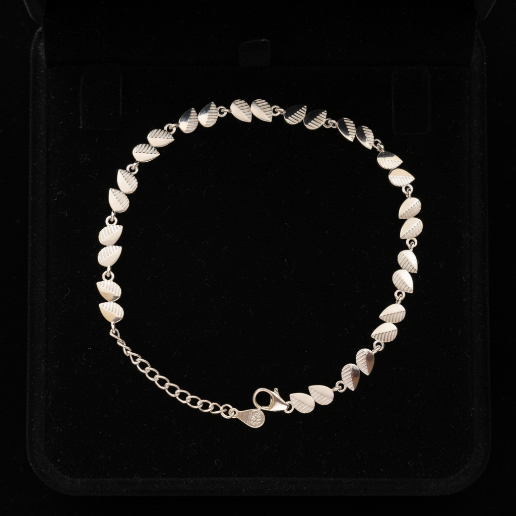 SILVER LEAF-KNOT PLAIN BRACELET