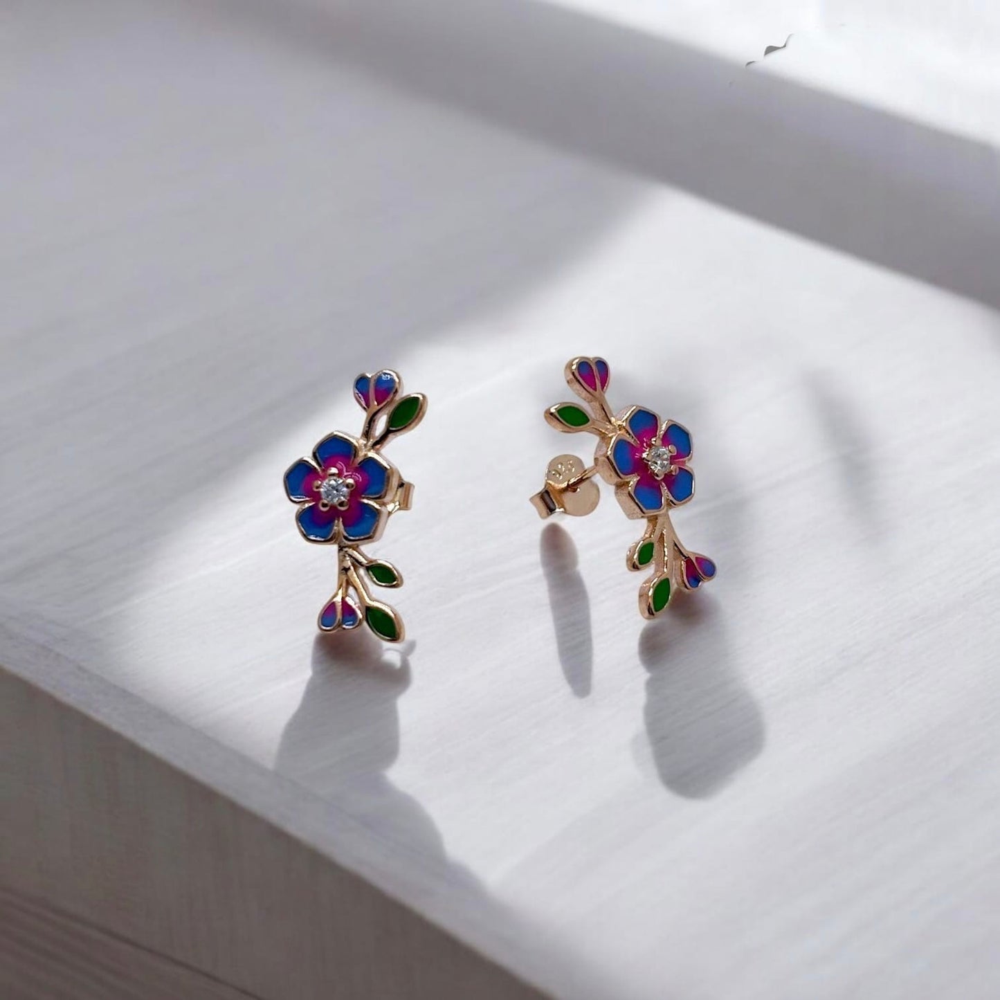 FLORAL DESIGNER STUDS ROSEGOLD