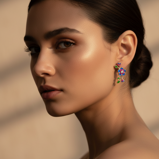FLORAL DESIGNER STUDS ROSEGOLD