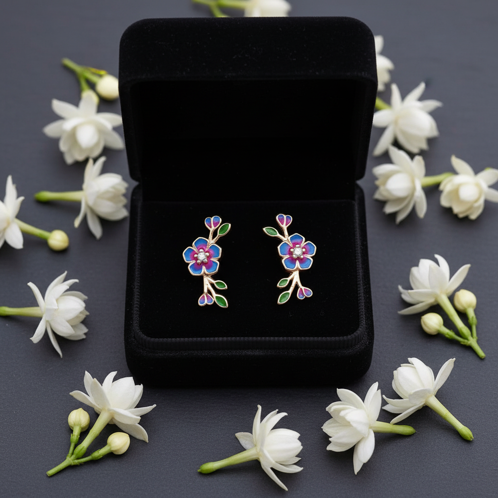 FLORAL DESIGNER STUDS ROSEGOLD