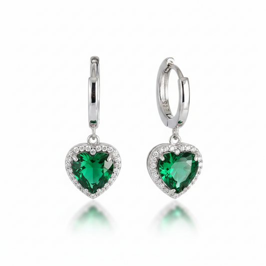 ETERNAL EMERLD HEART EARRINGS